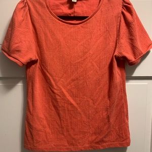 J Crew Women's Shirt Top Short Pleated Sleeves GORGEOUS Coral Color Sz Medium